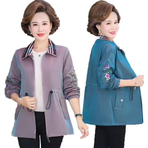 Mother Coat 2021 New Elegant Middle-Aged Jacket Middle-Aged Women Spring Autumn Large Size 5XL Short Windbreaker Outerwear
