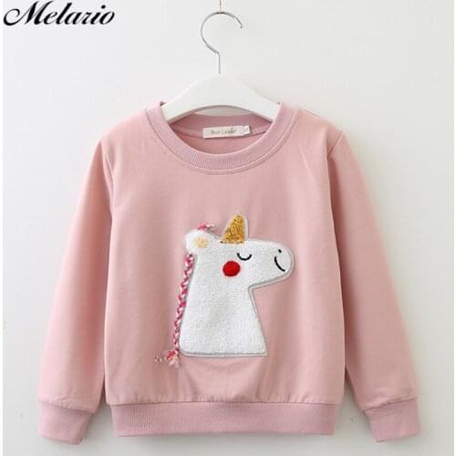 Melario Children Tops New Fashion Princess Clohting Solid color Cartoon Pony Pattern Long sleeve Baby Girls clothes For 3-7 Y