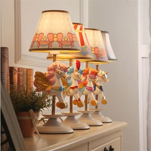 Cartoon unicorn table lamps modern childrens room light boy girl bedroom lamp decoration bedside lamp cute pony LED table light