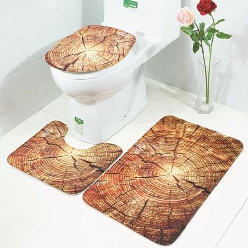 Three-piece Toilet Mat Sets 3D Printed Marine Animal Bath Mats Bathroom Carpet Anti-slip Shower Pad Toilet Seat Cover Rugs Set