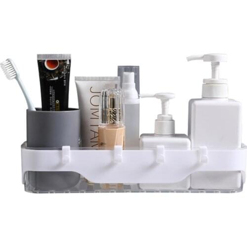 Bathroom Storage Rack Wall-mounted Toiletries Drain Rack Organizer Shelves with Hook Home Kitchen Toilet Storage Holder Stand