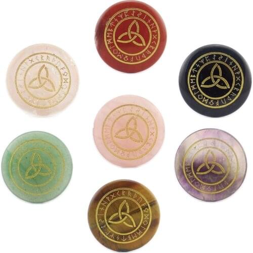 Natural Crystal Stone Chakra Ornament Engrave Europe And America Mysterious Rune Handicraft Home Study Reiki Healing Decorate