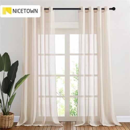 NICETOWN 1pc White Sheer Linen Curtains Natural Open Linen Elegant Vertical Semitransparent Panels for Farmhouse French Door