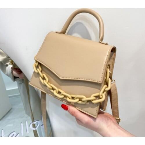 New Summer Solid Color Small Handbag 2021 Fashion Luxury Womens Leather Shoulder Bag Trendy Chain Clutch Bag