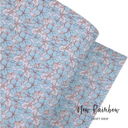 New Rainbow 30x138cm/roll Graceful Blue Flowers Pattern Artisan Leatherette Pre order now