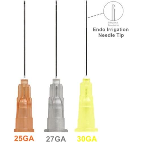 200X One-Side Hole Dental Endo Irrigation Needle 27G 30G Disposable Syringe Tips Yellow Grey Orange 200Pis
