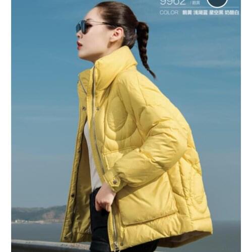 Stand Collar Fluffy Down Coats Winter Bat Sleeved Down Coat Female Big Pockets Thicker Warm Parkas F2276 Free Shipping