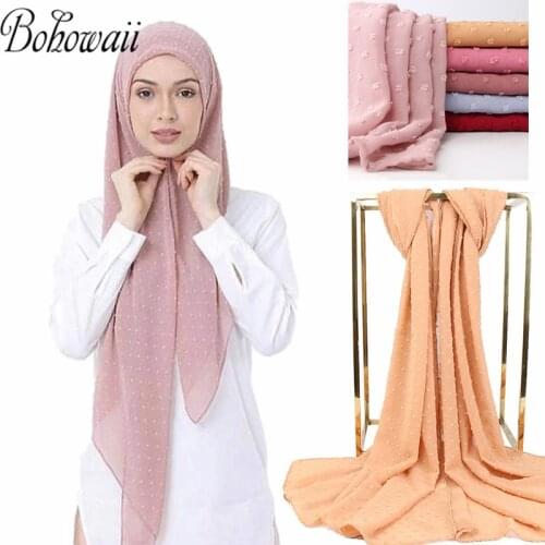 BOHOWAIII Chiffon Hijab Shawl Long Plain Hidjab Headscarf New Fashion Turbante Mujer Breathable Turbans for Women