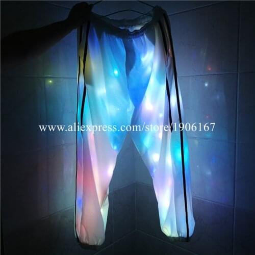 Stage Performance LED Luminous Dance Ballroom Costumes Led Flashing Clothes Growing Led Dance Pants Suit Event Party Supplies