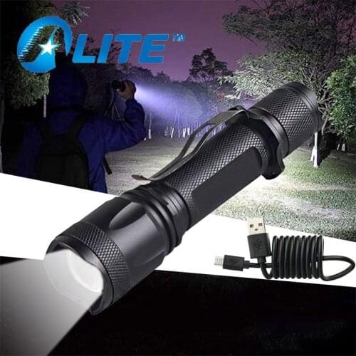 TMWT Super bright XML-T6 10W LED Zoomable USB Rechargeable Flashlight Police Tactical Torch For 18650 Battery