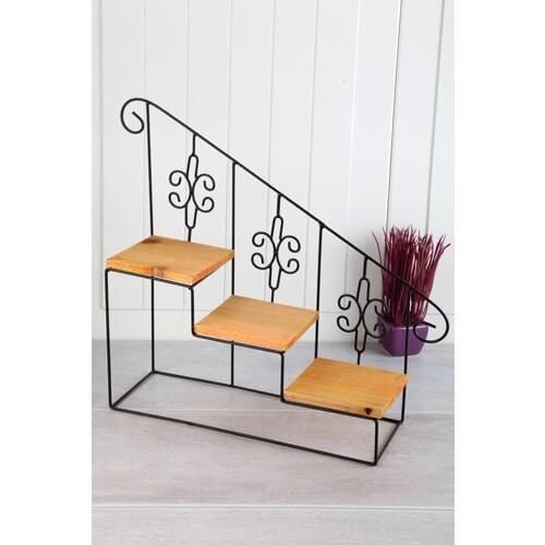 Queens Kitchen Wood-Soled Vintage Lux 3 Layer Ladder Rack-Stand