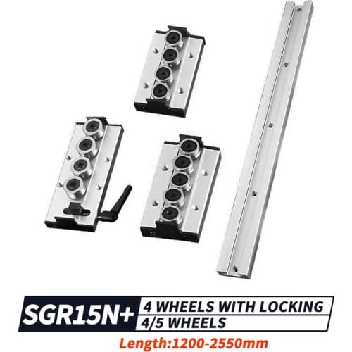 Built-in dual-axis linear guide1/2PCS SGR15N1200-2550mmSGB4/5lockroller slider slide rail woodworking machinery aluminum profile