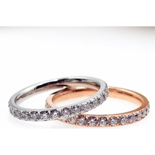 YUNRUO 2020 New Rose Gold Full Cubic Zirconia Ring 316L Titanium Steel Fine Jewelry Woman Christmas Gift Wholesale Free Shipping