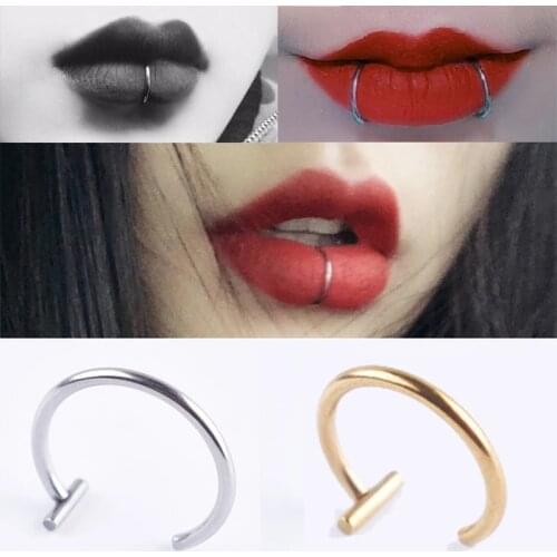 1pcs C Shaped Fake Nose Lips Ring Hoop Septum Rings Stainless Steel Nose Piercing Fake body Piercing Pircing Jewelry Women Men