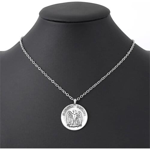 1Pc Round National Defense Charms Drop Necklaces Making Eagle Badge Pendant For Women Party Gift Jewelry Wholesale E2707