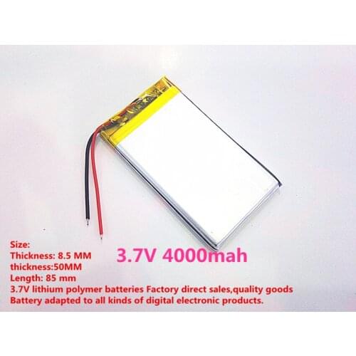 1PCS Size 855085 3.7V 4000mah tablet battery For Tablet PCs PDA Digital Product