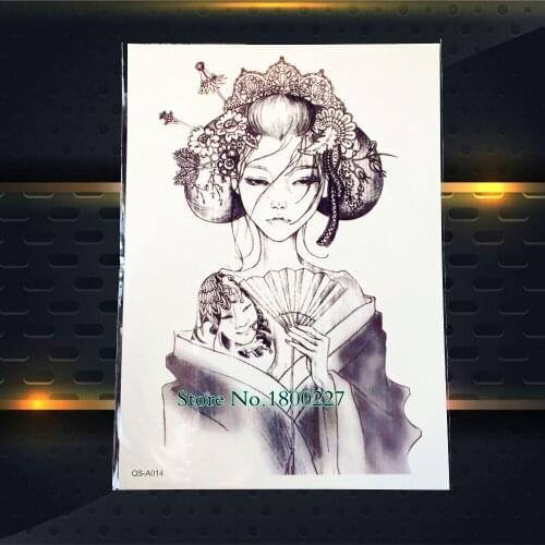 1PC Japan Girl Designs Fake Removable Tattoo Women Body Art Sleeve Arm Tattoo STickers 21x15CM Sexy Girl Party Makeup Tatoo
