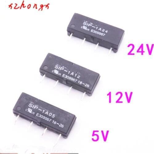 10Pcs SIP-1A05 SIP-1A12 1SIP-1A24 2VDC 1A Reed Relay 4 Pin