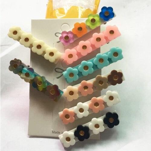 13 Colors Colorful Flower Sunflower Hair Clip Girls Kids Acrylic Pins Hairs Accessories