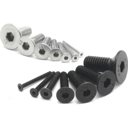 50 /10pcs M2 M2.5 M3 M4 M5 M6 M8 DIN7991 Stainless Steel 304 or Black Grade 10.9 Hexagon Hex Socket Flat Head Countersunk Screw