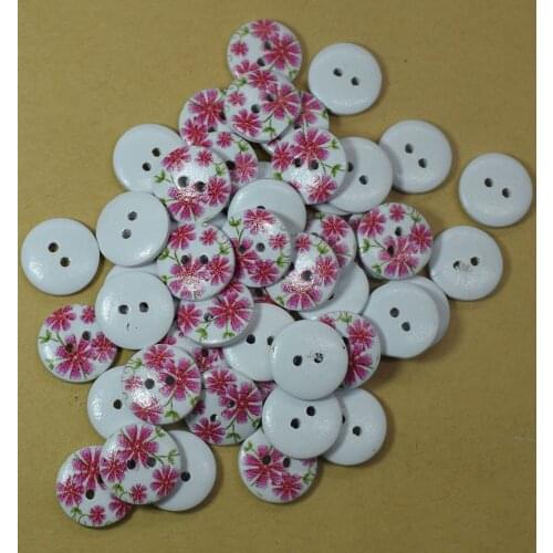 50PCS 2 Holes Wholesale Mix Styles Random Send Cartoon Flatback Wooden Buttons DIY Scrapbooking Sewing Crafts