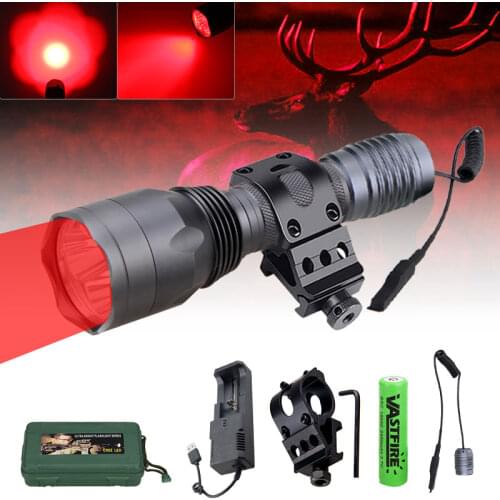 500yard Green Red LED Tactical Flashlight Q5 Rechargeable Torch Lamp 3 XPE Night Hunting Light+Charger+Mount+Switch+18650