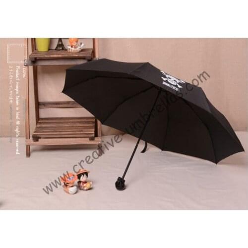 6pcs/lot)three fold,hand open skull supermini pongee cloth waterproof,water repellent pocket umbrella,bag skeleton mini parasol