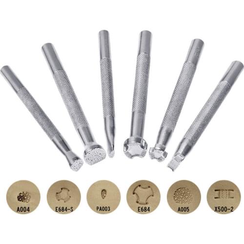 6Pcs Set Leathercraft DIY Printing Tool Alloy Saddle Carving Handmade Leather Wear Craft Working Leather Printed Punch St