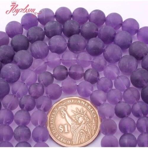 8mm 10mm Frost Round Purple Amethysts Beads Natural Stone Loose Beads for DIY Accessories Necklace Bracelets Jewelry Making 15"