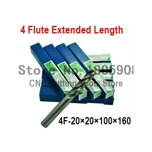 Free shipping 1pcs 20mm 4 Flute HSS & Special extended length Aluminium End Mill Cutter CNC Bit Milling Machinery Cutting tools