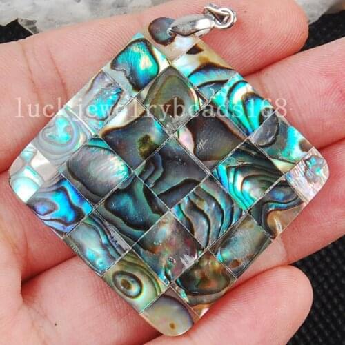 Free Shipping Women Fashion Jewelry 35mm New Zealand Blue Abalone Shell Pendant Bead C3078