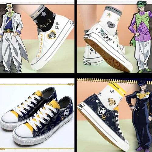 Anime Comic JoJos Bizarre Adventure Cosplay Shoes Higashikata Josuke Rohan Kishibe Cosplay Canvas Shoes Daily Leisure Shoes Hot
