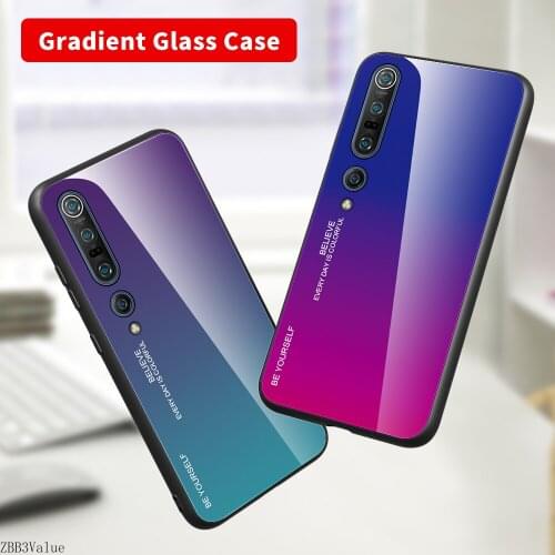 Gradient Tempered Glass Phone Case for Xiaomi Mi CC9 Pro CC9e 9T Pro Colorful Hard Back Cover On Mi 10 9 Pro Se 8 Lite 6 Shell