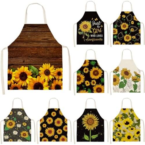 Sunflower pattern apron kitchen accessories aprons Kitchen apron apron for kitchen Woman kitchen apron goods for home kitchen