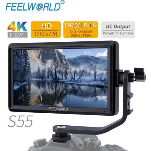 FEELWORLD S55 5.5 inch IPS in Field DSLR Camera Focus Monitor Assist Support 1280x720 HDMI 4K Input DC Output