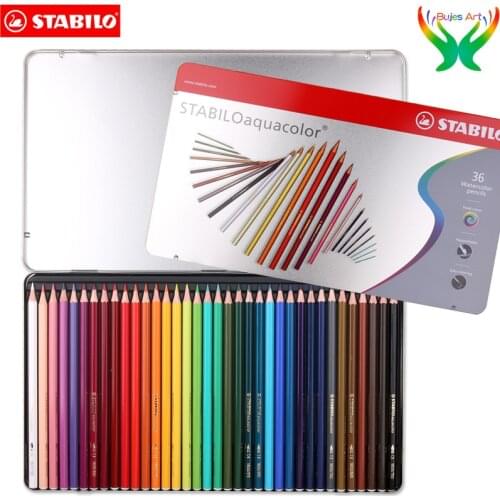 Germany Stabbilo Oaquacolor water soluble 12 / 24 color iron box drawing art paintingcolor pencil
