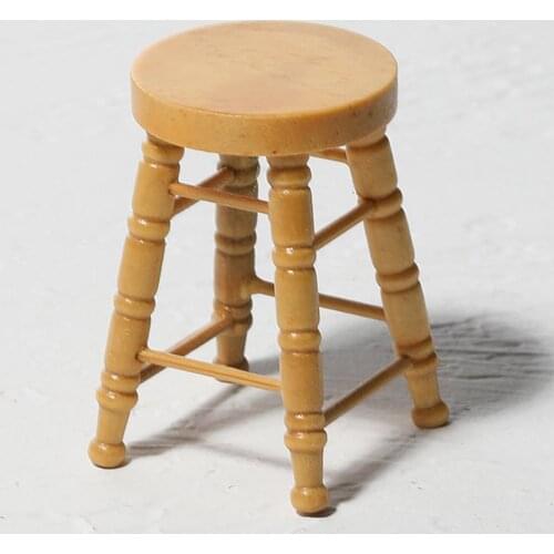 Simulation Dollhouse Toy Wooden Round Bar High Stool Mini Ornaments Food and Play Accessories Children Gift