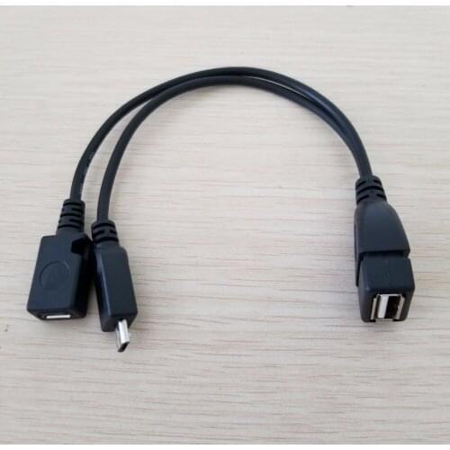 USB Type A Female to Micro USB Male & Micro USB Female OTG Data Extension Cable for Mobile Phone Tablet 15cm
