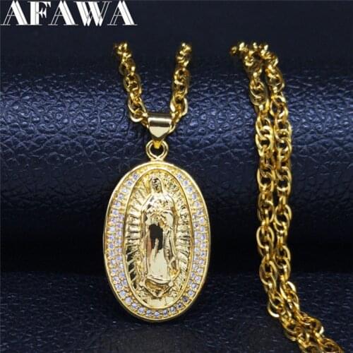 2021 Goddess Stainless Steel Zircon Copper Statement Necklace Women Gold Color Ncklaces & Pendants Jewelry gargantilla NC84S02