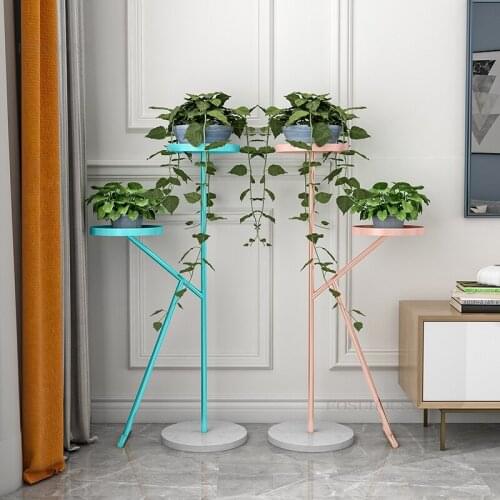 Wrought Iron Indoor Balcony Living Room Plant Rack Simple Restaurant Floor Flower Pot Stand Home Furniture Double Plant Shelf