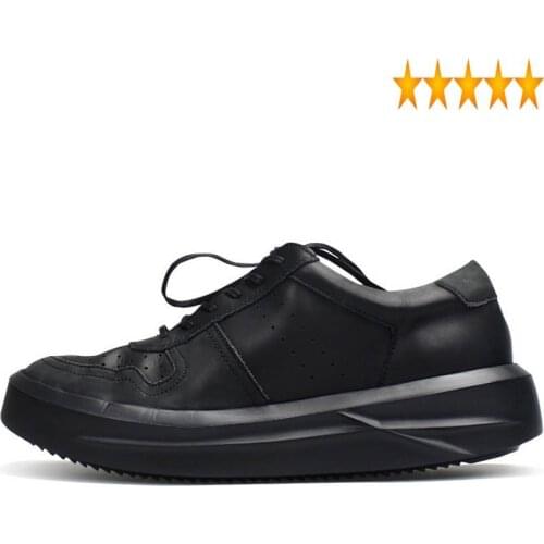 Round Summer Vintage Toe Spring Mens Breathable Casual Sneakers Genuine Leather Thick Botom Solid Platform Shoes