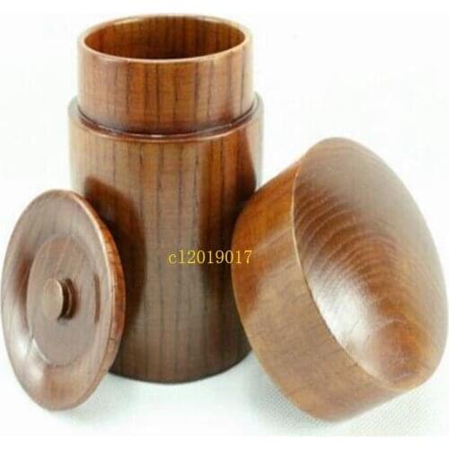 Round jujube solid wooden tea can capacity of about 100g#4546