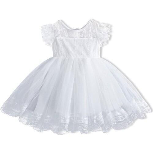 Summer Toddler Girls Lace Cake Dress Kids Dot Tulle Mesh Wedding Dresses Children Clothing For Baby Girls 3 to 8 Years