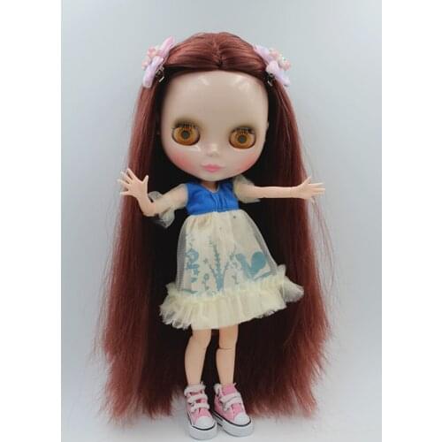 Blygirl Dolls Red wine Hair Joints Body Blyth for their makeup The hand can be rotated