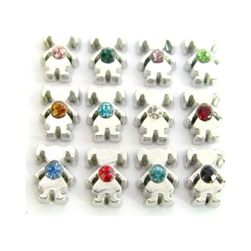 10pcs wholesales mix color birthstones mouse head paw footprint floating locket living charms fit memory locket as gift