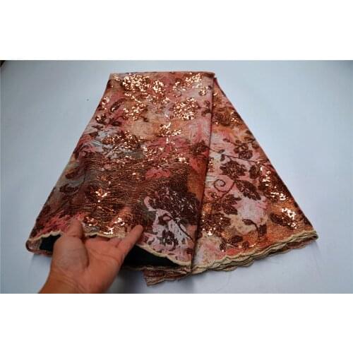 MIQIER High Quality African Nigerian Tulle Lace Fabric Embroidered 5yards Sequins Guipure Wedding Party Dress Milk Silk Voile