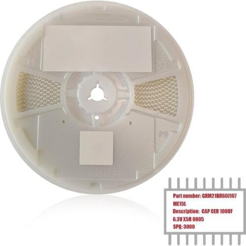 My Group Asia 3000PCS Surface Mount GRM21BR60J107ME15L 100uF ±20% 6.3V X5R 0805 (2012) Ceramic Capacitors in Stock
