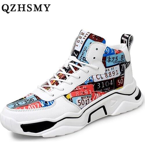 QZHSMY Mens Shoes High Top Sneakers Autumn Platform Breathable Canvas Shoes Man Lace-Up Tenis Masculino Zapatillas Hombre