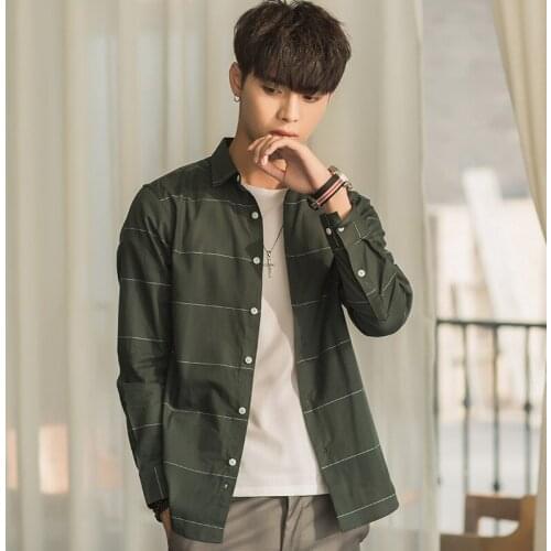 Mens Pure Cotton Shirts Striped Fashion Long Sleeve Casual Business Dress Shirts Men Tops Cotton Male Shirts Camisas TS-433