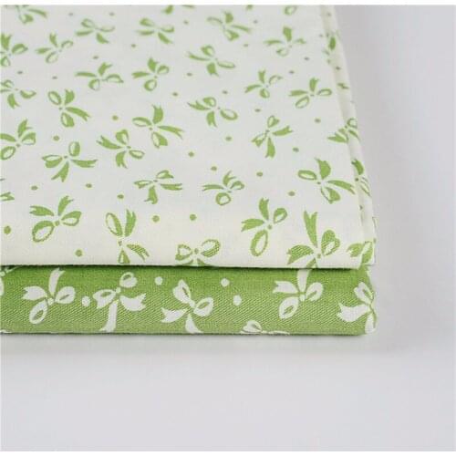 New Green bow-knot Cotton fabric Quilting Tissue Material Patchwork Cloth.For Diy Sewing Sheets Pillow Doll Cloths 2pcs 40*50cm